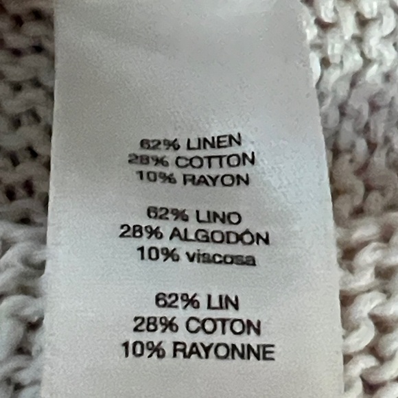 Chico's Linen & Cotton Knit Sweater in Peach and Cream - Picture 10 of 12